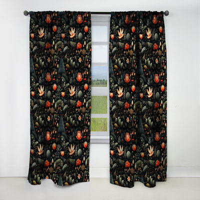 Nomadic Botanical Evasion - Rideau floral - Rideau floral occultant en velours - 1 panneau