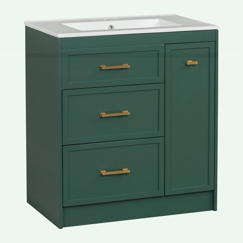 Meuble-lavabo classique avec trois tiroirs, Noir, noir, noir, noir