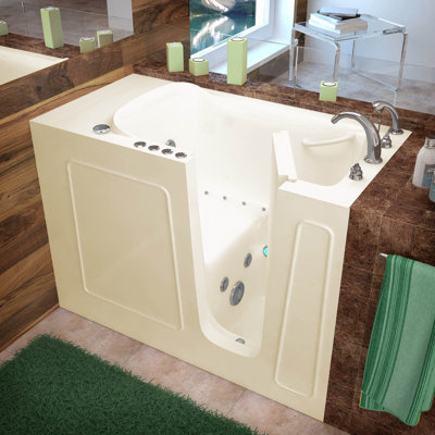 Therapeutic Tubs 26 in. x 53 in. Right Drain Quick Fill Walk-In Whirlpool and Air Tub with Powered Fast Drain in Biscuit