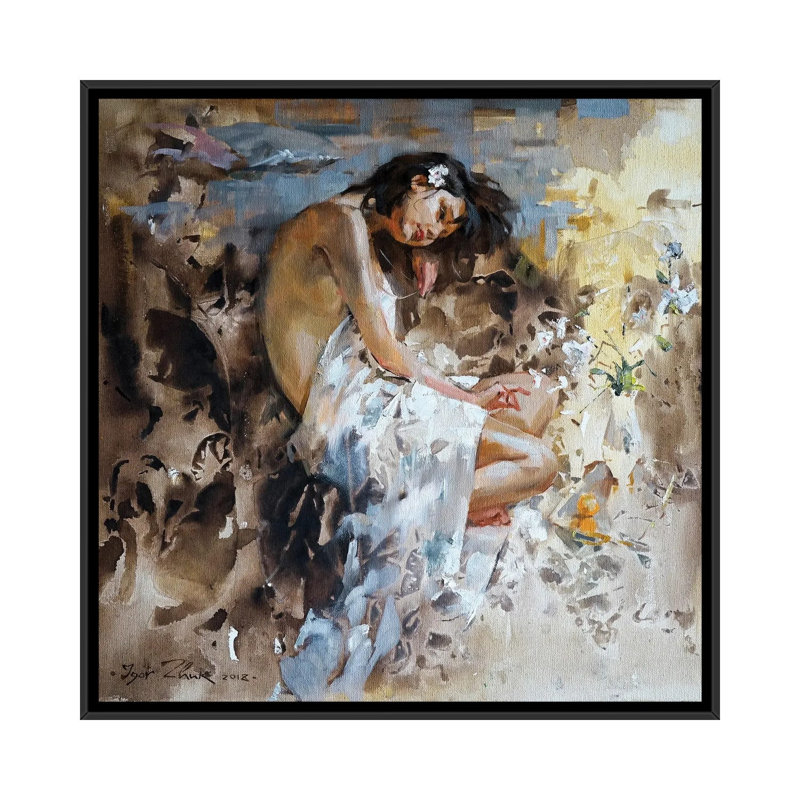 The Mood 1 Piece Floater Frame Painting on Canvas, 45.72 cm H x 45.72 cm W, Black Framed