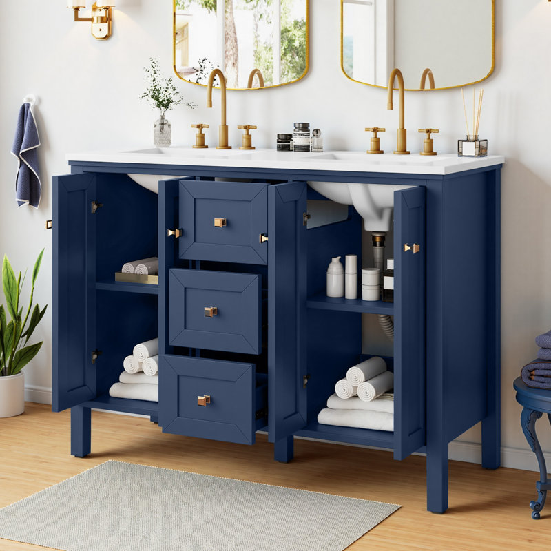 Ensemble de meuble-lavabo simple 48 po avec lavabo Balconera, Bleu, 48