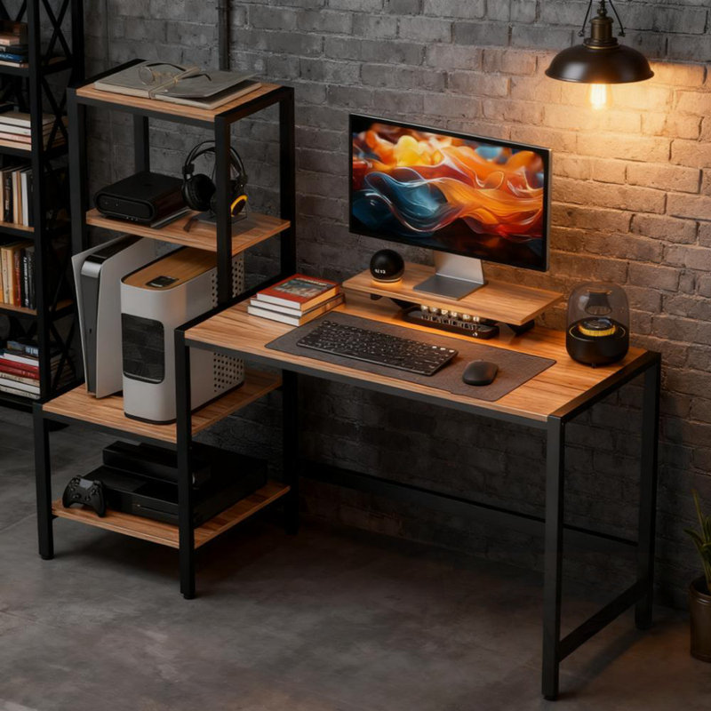 Bureau avec tablette réversible à 4 niveaux, H 49,2 po x l 59,1 po x P 18,9 po