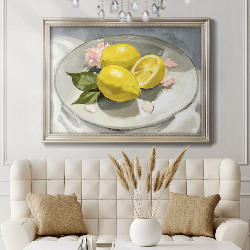 «Lemons on a Plate I», reproduction sur toile encadrée, H 29 po x l 41 po x P 2,5 po