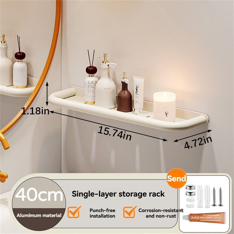 Tablette d'angle sans perçage pour salle de bain, H 4,72 po x l 15,74 po x P 1,18 po