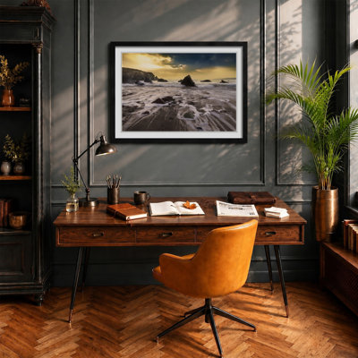 Seascape Sunlight Breaking Through Framed Print