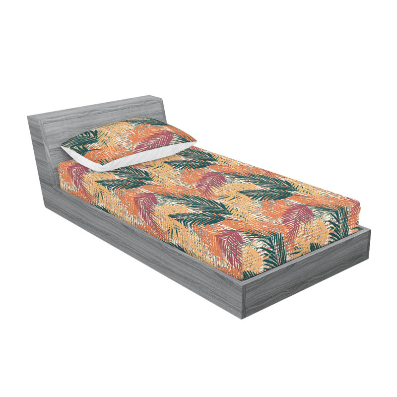 Drap-housse et taies décoratives 3 pièces Ambesonne, Terre de Sienne brûlée, floral bleu sarcelle fon