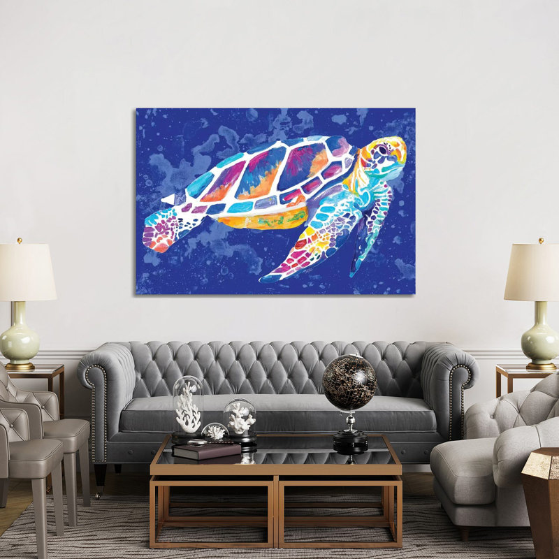 Vibrant Blue Sea Turtle by Chelsea Goodrich - Wrapped Canvas Gallery-Wrapped Canvas Giclée, 152.5 cm H x 101.5 cm W