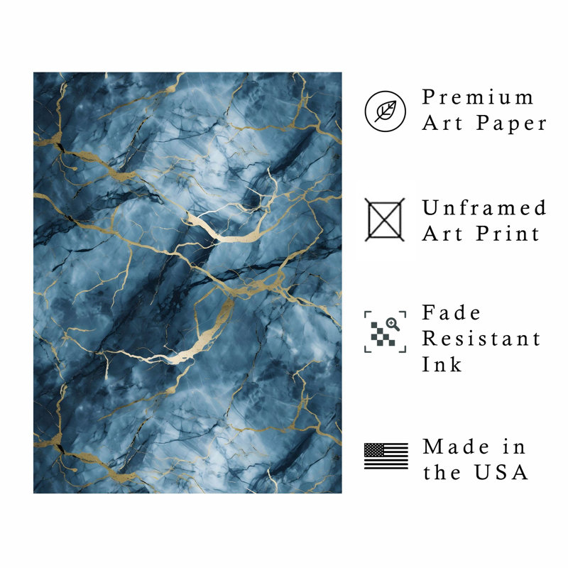 «Abstract Blue Geode Crystal Dream I», reproduction d'art moderne sans cadre, H 20 po x l 16 po
