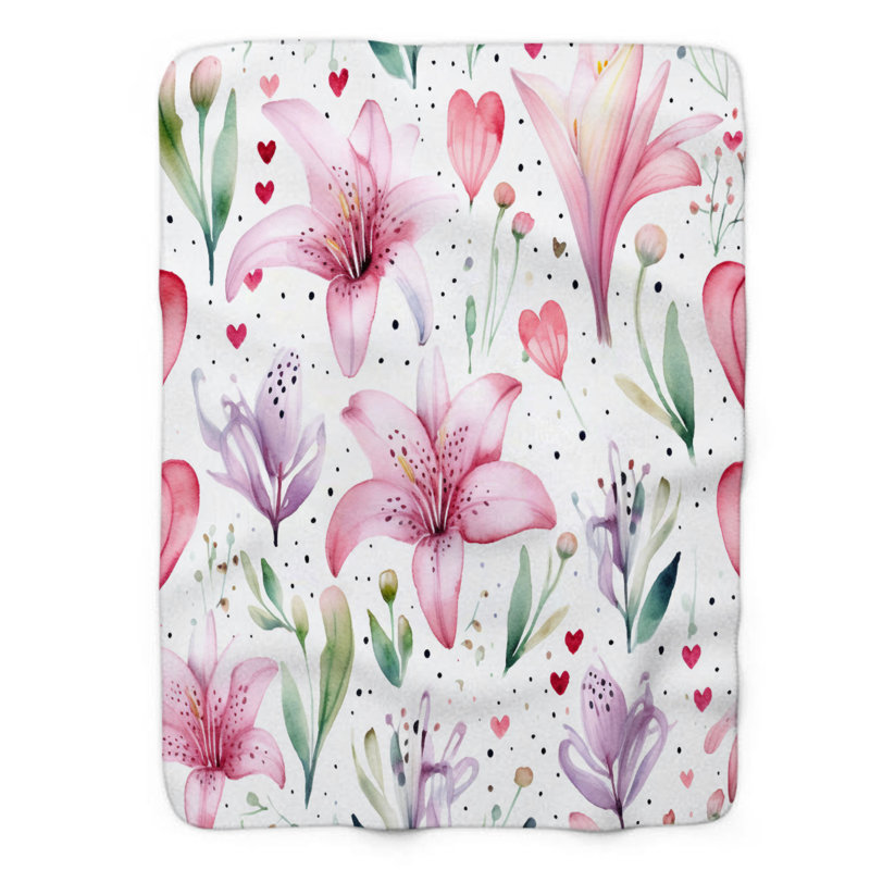 Serene Lily - couverture sherpa de qualité supérieure 1 pièce, L 60 po x L 80 po
