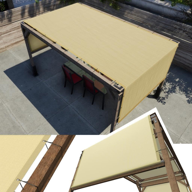 Amgo Customze Pergola Canopy Replacement Coer, 95% U Blockage, wth Stanless Steel Weghted Rods, Beige, 1" H x 192" W x 108" D