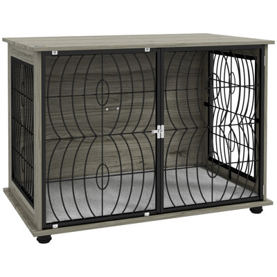 Dog Crate Furniture End Table with Cushion for Dogs