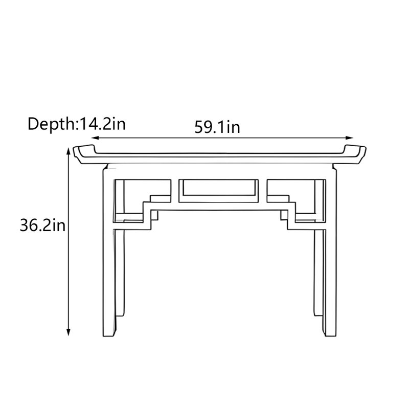 Solid Elm Wood Console Table, 36.2" H x 59.1" W x 14.2" D