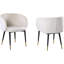 Chaise d'appoint rembourrée en velours beige doux avec bordure dorée, siège d'appoint élégant pour salle à manger Barrel