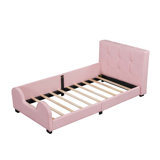 Twin Size Upholstered Platform Bed With Guardrail