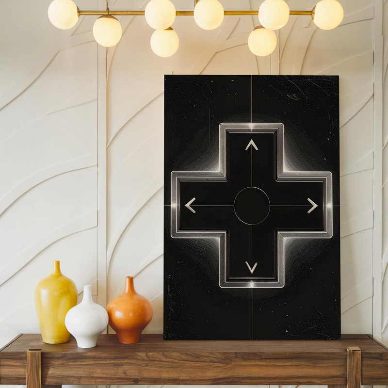 Art mural mural sur toile, console de jeu minimaliste en toile, prêt à accrocher, H 18 po x l 24 po