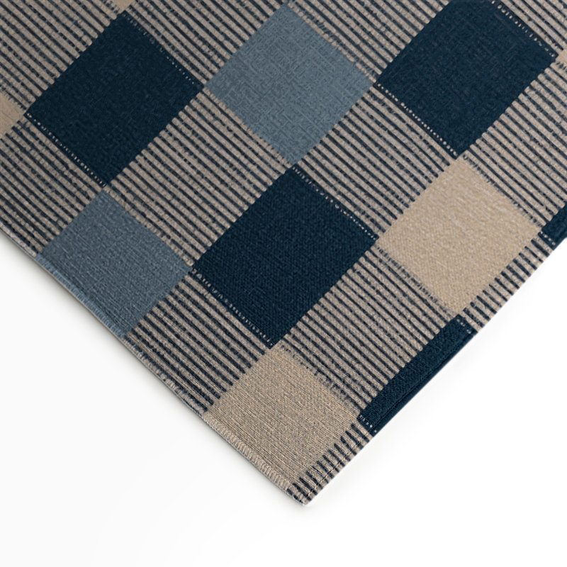 Checkered Gray Indoor and Outdoor Area Rug, Rectangle 3' x 5'