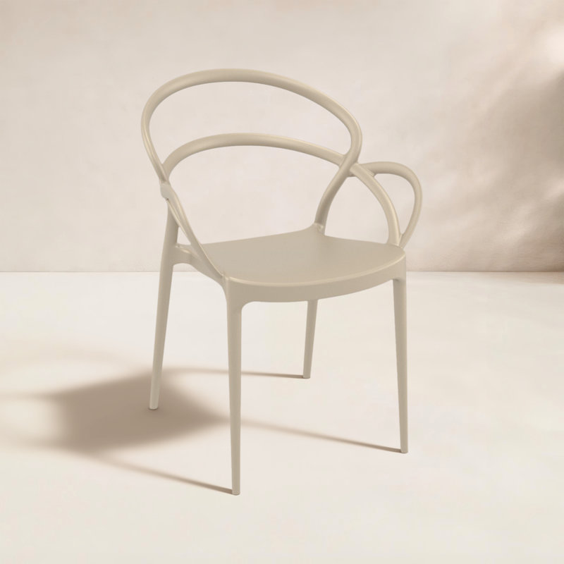 Farrah Stacking Patio Dining Armchair, Taupe