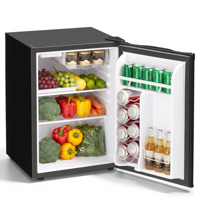 Réfrigérateur dortoir de 2,6 pieds cubes avec congélateur Backid, réfrigérateur compact compact à porte simple réversible, thermostat réglable, 2 tablettes amovibles, petit réfrigérateur pour chambre à coucher, bureau, cuisine, dortoir, noir