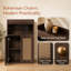 Armoire de rangement au sol avec 2 portes en rotin, tablette réglable, rangement ouvert, noyer, autoportante-1078020582