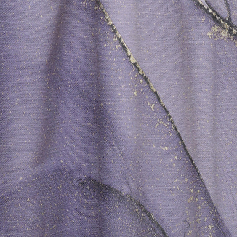 Purple And Grey Liquid Art Waves - Abstract Modern Semi-Sheer Single Curtain Panel