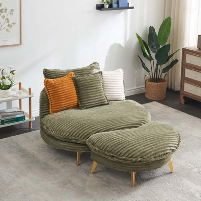 Chaise en velours côtelé avec repose-pieds