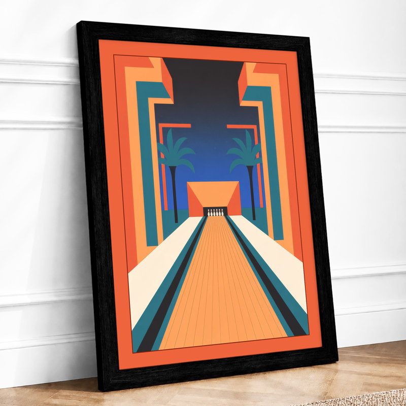 Bowling Alley Vanishing Point Retro 1 Piece Single Picture Frame Wall Art, A3 - 42.0 x 29.7 cm, Black