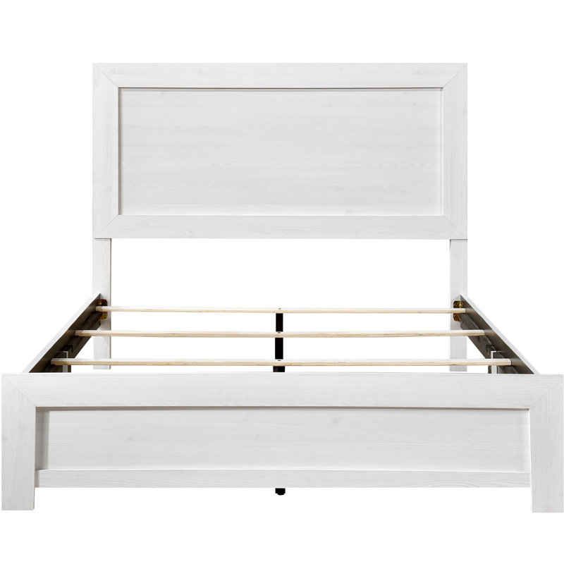 Lit double avec placage blanc, chambre à coucher, tête de lit, rails et sommier pour une chambre à coucher paisible et reposante en blanc, sommeil réparateur