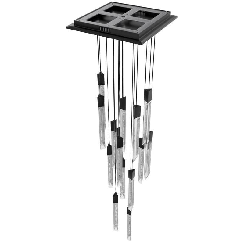 Alpine Elegance 15-Light Brass & Glass LED Chandelier
