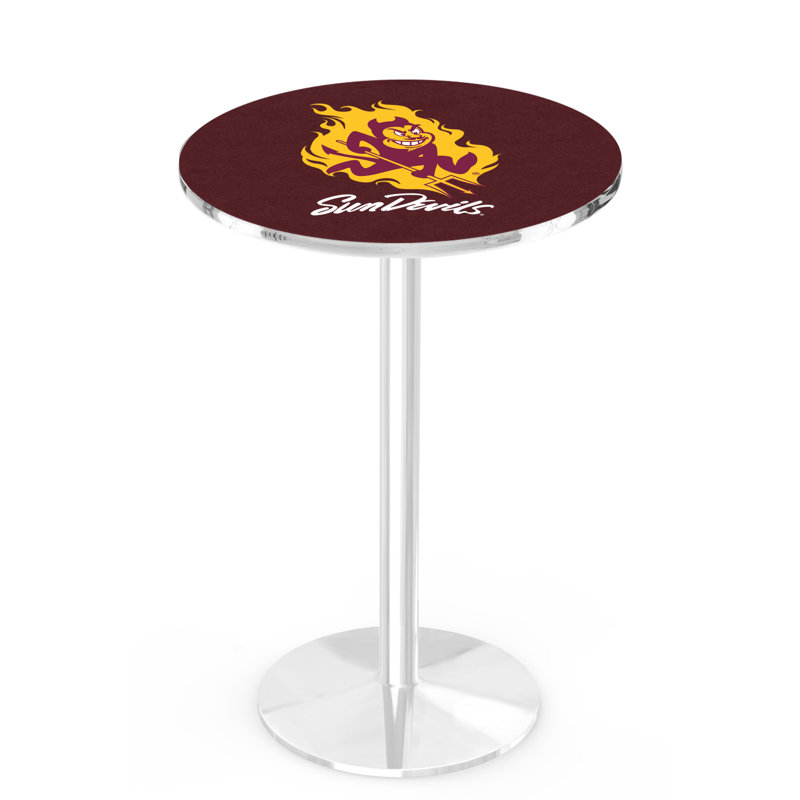Round Metal Base Dining Table, Chrome, Arizona State University