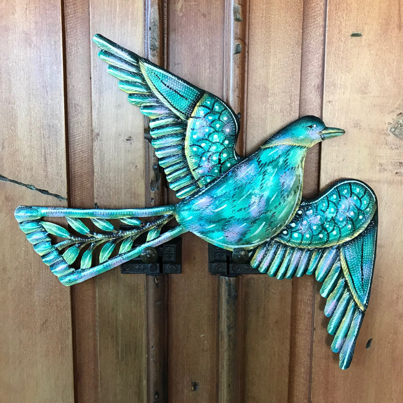 Décoration murale oiseau peint