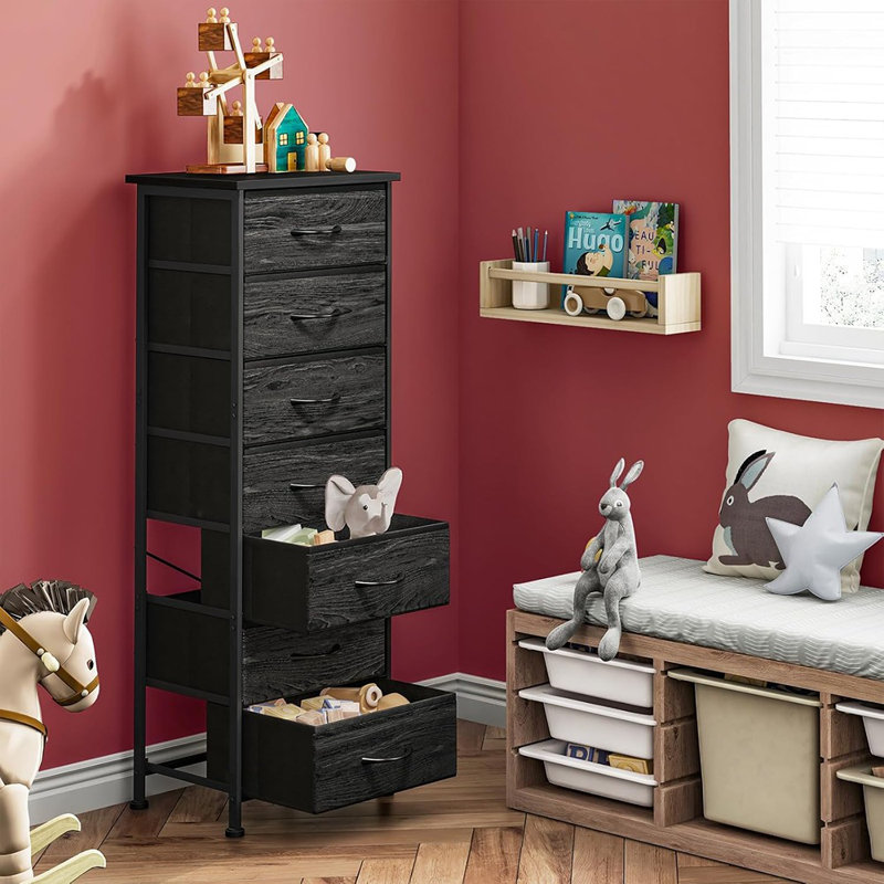 Commode haute en chêne noir Fixwal pour chambre à coucher, commode de rangement ...