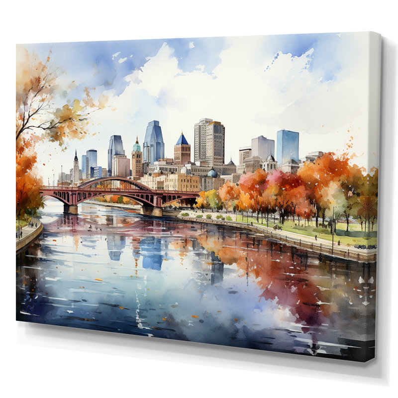 Minneapolis en automne I, H 30 po x l 40 po x P 1,5 po, Toile tendue