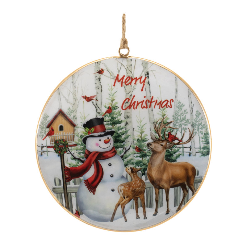 Ornement en forme de disque Merry Christmas Woodland (ensemble de 6)
