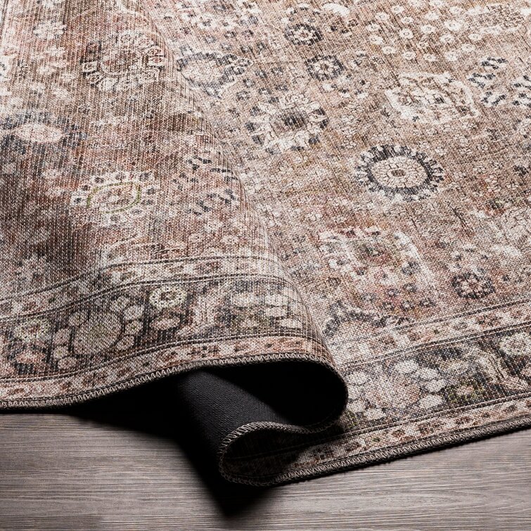 Agalia Machine Washable Oriental Charcoal/Gray Area Rug Lark Manor Rug Size: Rectangle 6'7 x 9