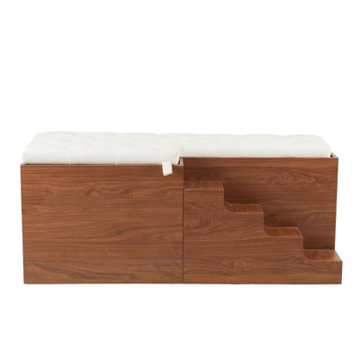 56"L, Furniture Style 2 In 1 Dog Crate With Padded Seat, Sliding Barn Door, Luxury Wooden Dog Kennel, End Of Bed Bench Ottoman With Removable Cushion