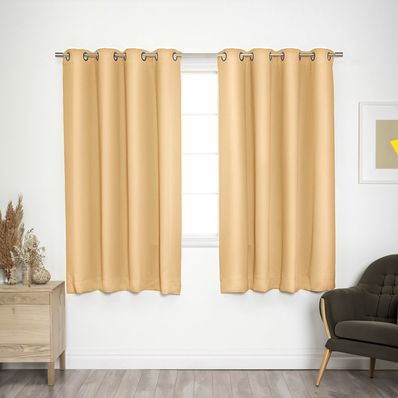 Adina Sevan Solid Thermal Grommet Curtain Panels, 52"W x 63"L, Sunlight