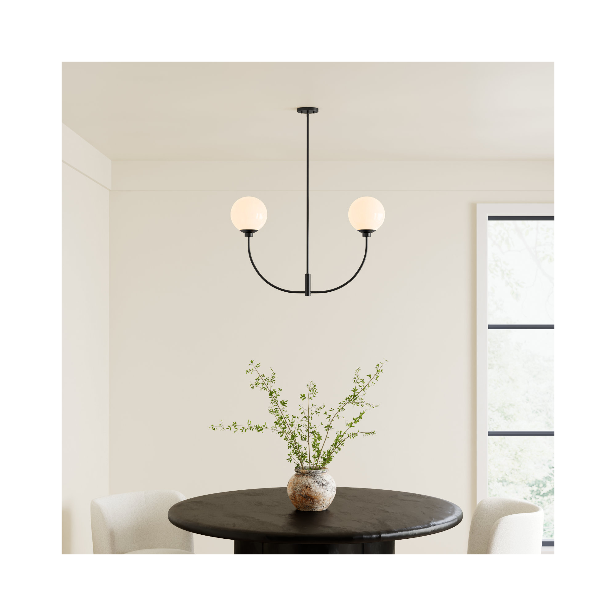 Kyle 2 - Light Metal Chandelier, 19" H x 30" W x 7" D, Black