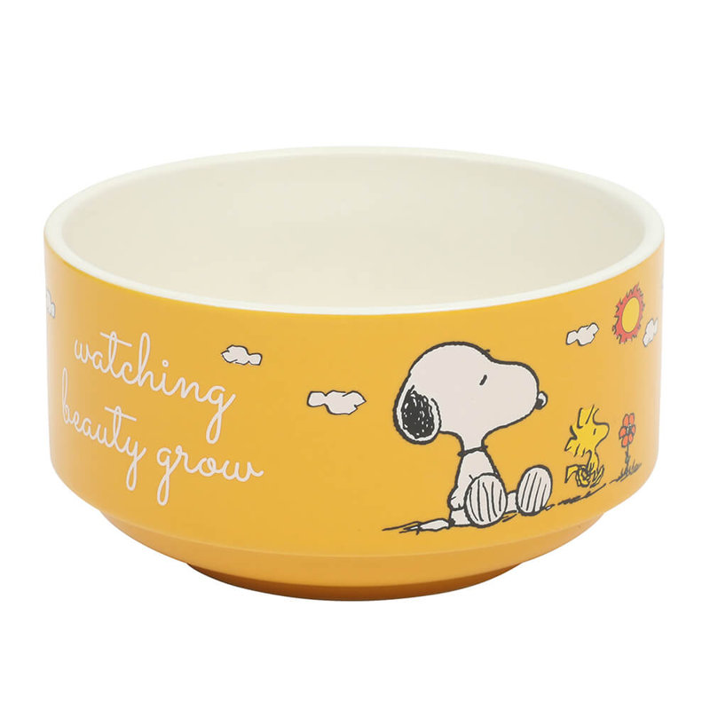 Peanuts Snoopy 6 Pack Stackable 5.5" Decorated Stoneware Bowl Set W/ Plate