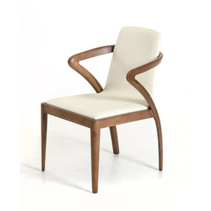 Downham Solid Wood Upholstered Arm Chair in Cream