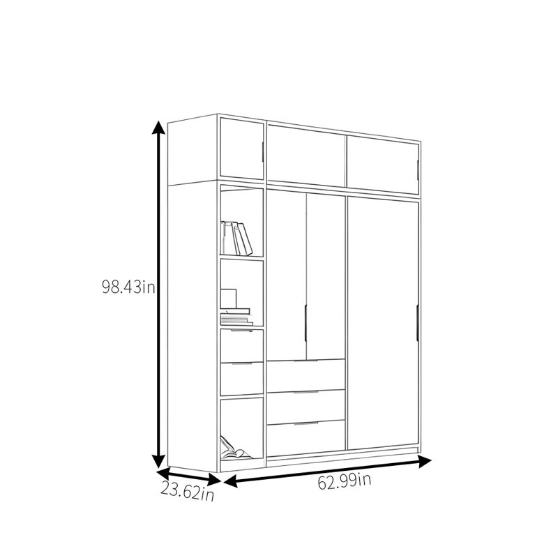 Penderie moderne moderne, H 98,43 po x l 62,99 po x P 23,62 po