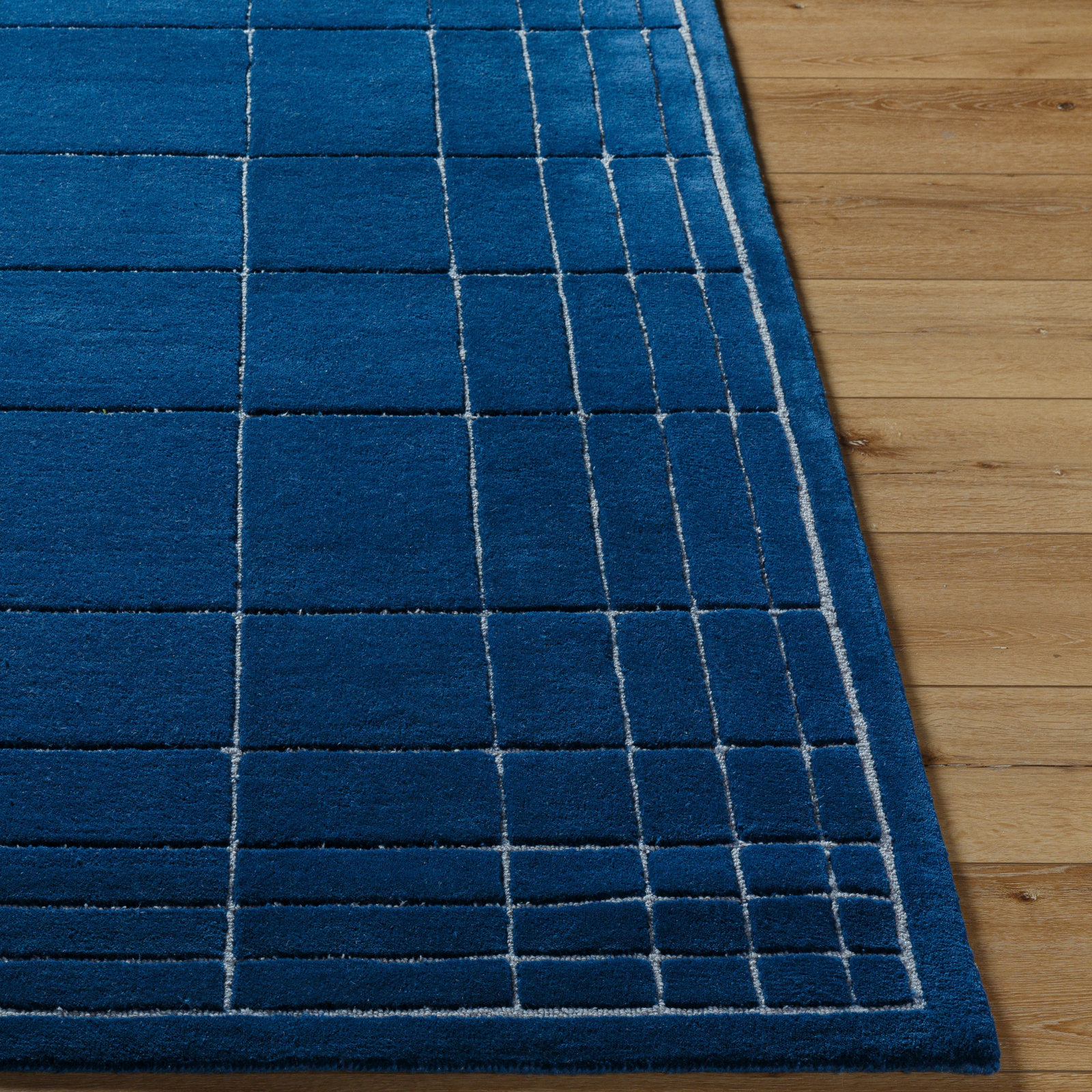 Mallory Hand-Woven Midnight Blue Geometric Rug, Rectangle 2' x 3'