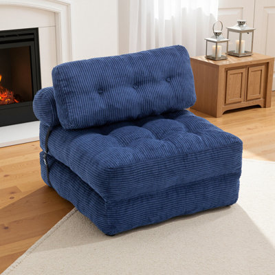 Compression 35"W Medium Corduroy Bean Bag Chair,fold floor Bean Bag sofa bed