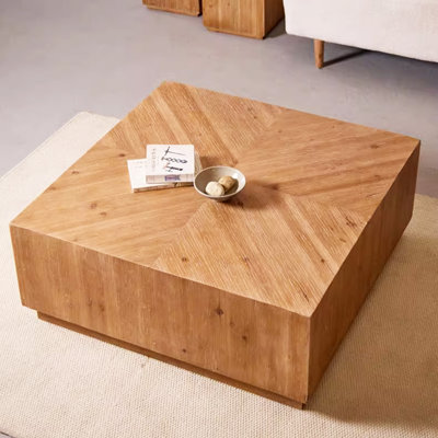 Modern Burlywood Solid Wood Square Coffee Table