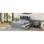 Lit double en bois avec tête de lit avec prises de courant, lit extensible avec lit gigogne simple avec trois tiroirs de rangement, gris-1196252159-1196252157