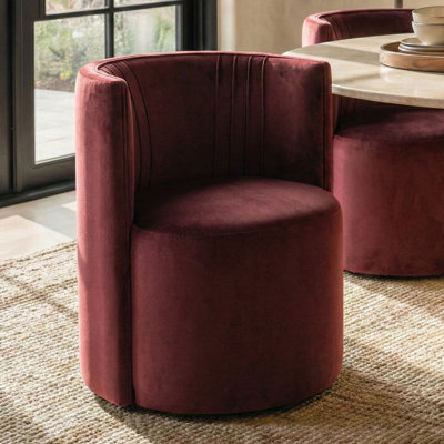 Velvet Rolling Barrel Armchair with Wheels