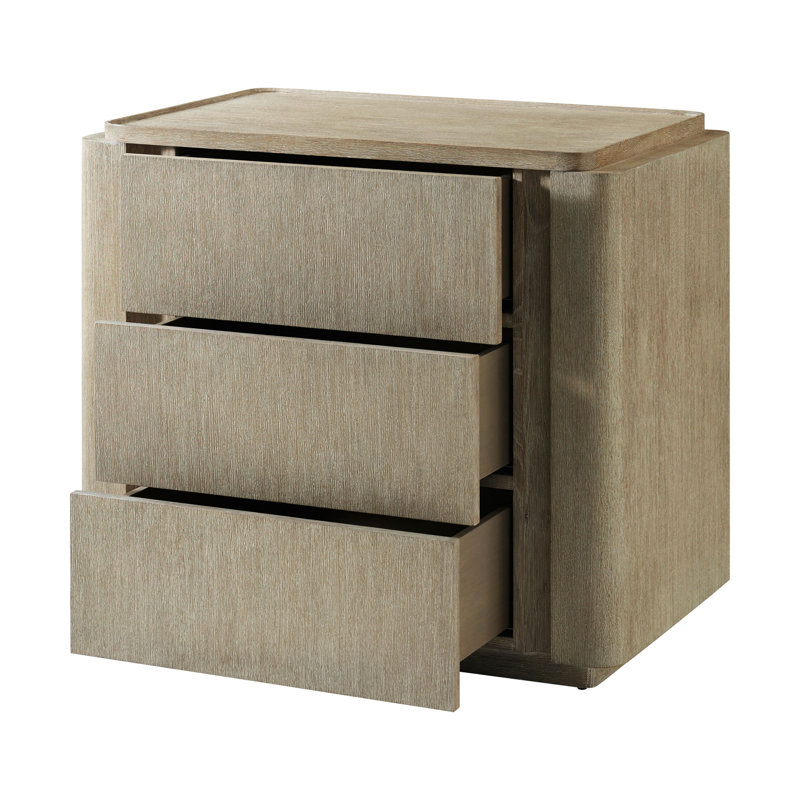 Repose 3 - Drawer Solid Wood Nightstand, Gray Oak