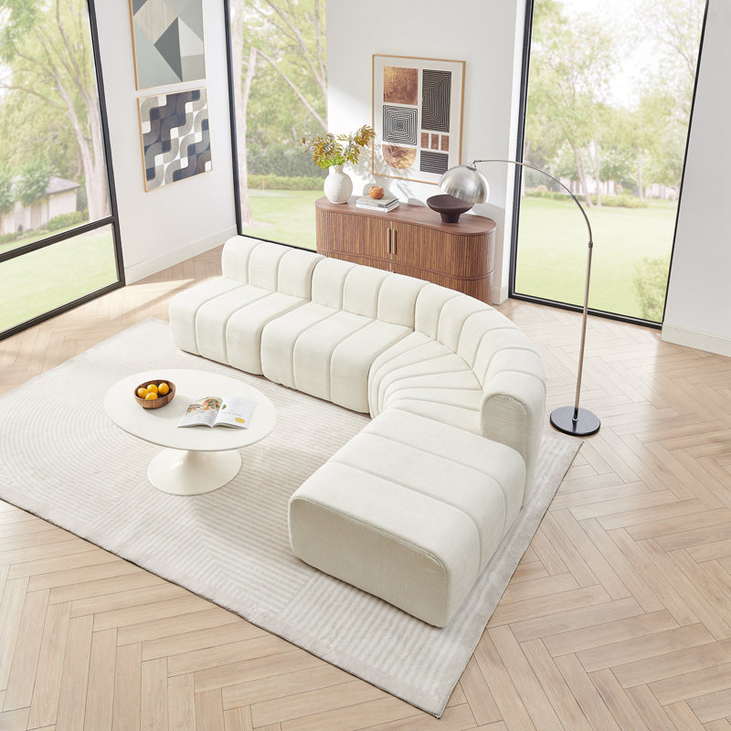 Canapé modulaire moderne avec repose-pieds réglable, Beige