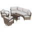 Ensemble de 7 meubles de patio en osier 7 pièces, conversation extérieure demi-lune 360 degrés avec table basse-410681732