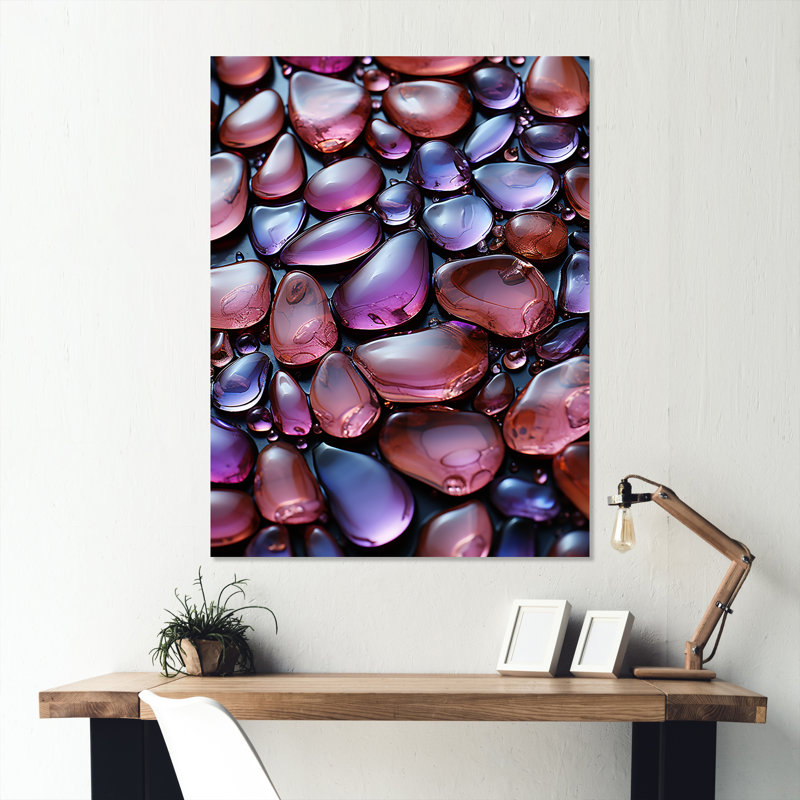 Améthyste zen 2 - art mural en pierre spirituel en métal, H 40 po x l 30 po x P 1,5 po