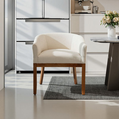 Fauteuil demi-tonneau 24,8 po moderne avec accoudoirs, structure en bois d'hévéa naturel, simple